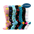 Elite wholesale colorful custom print knee high compression sport socks for women